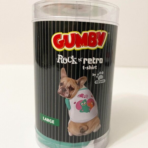 2011 Top Paw Rock N Retro Dog T Shirt Size Large Gumby and Pokey - Picture 8 of 16